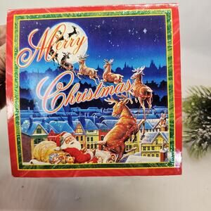 Vintage Pop Up Santa Sleigh Reindeer Christmas Card Holiday Greeting3D Salina 89